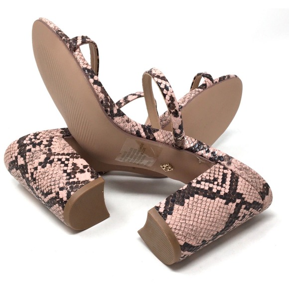 Nanette Lepore Mia Women's Size 7.5 Pink Snake Slide Block Heel Sandals Shoes - Picture 7 of 7